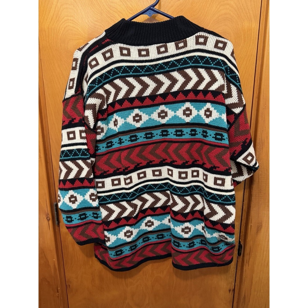 VTG 80s 90s Croquet Club Geometric Knit Jumper Sweater Large Coogi Style Cosby - Picture 9 of 9